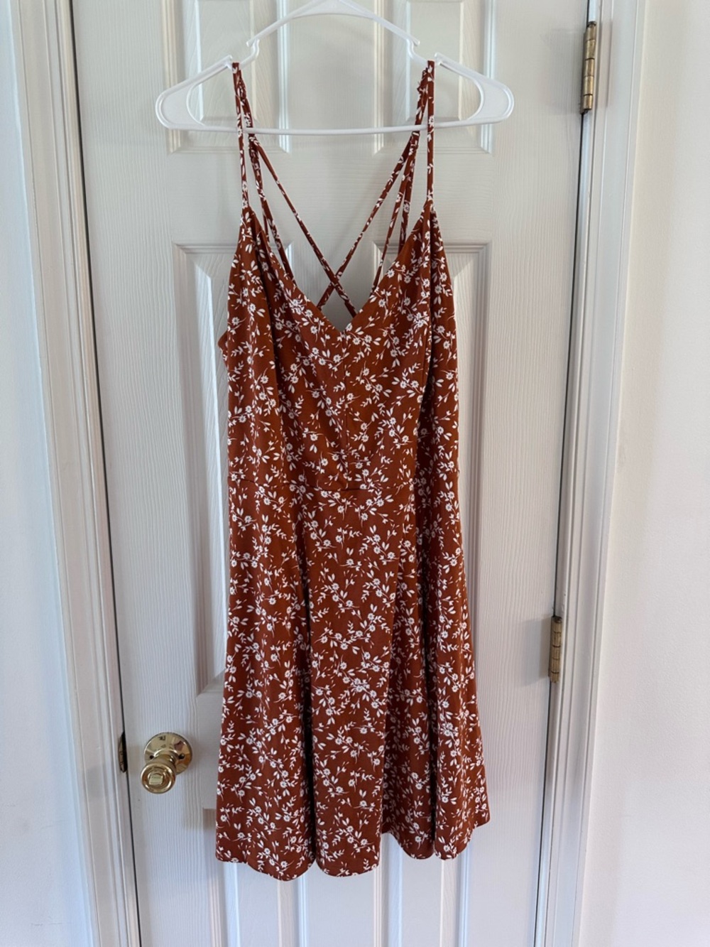 Mimi Chica Floral Dress XXL Rust Boho Cottagecore Whimsical Strappy Fit & Flare